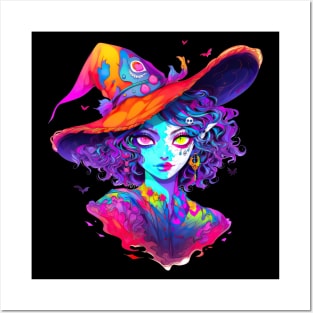 Halloween colourful Witch - scary and funny beauty queen Posters and Art